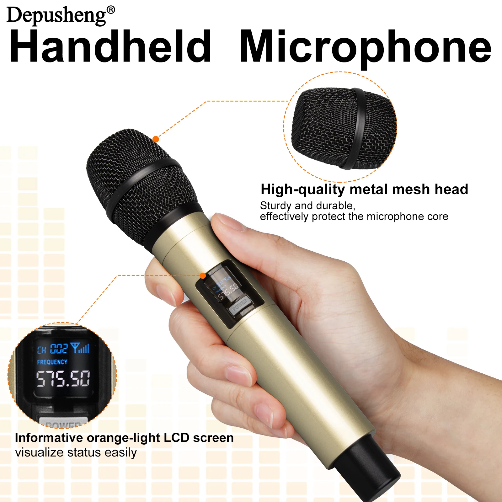 Wireless Microphone Handheld 4 Channel UHF Fixed Frequency Dynamic Microphone For Karaoke Wedding Party Band Church Performance