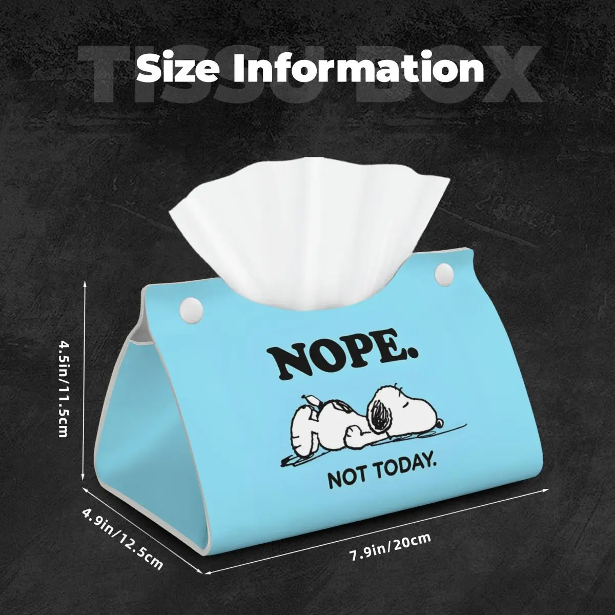 Custom S-Snoopys Facial Tissue Box Cover Rectangular Cute Cartoon PU Leather Tissue Box Holder for Car Home