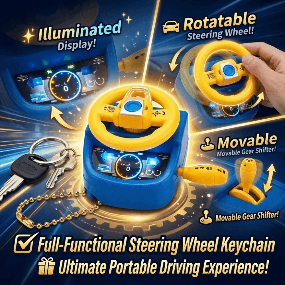 Mini Fidget Keychain Shiftable Rotatable Simulated Steering Wheel Various colors Illumination Steering Wheel Keychain Small Gift
