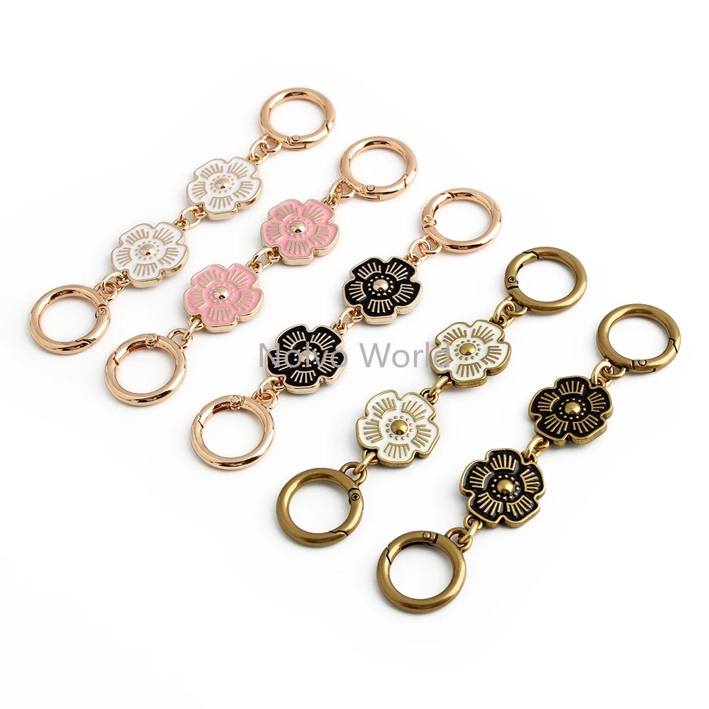 2/10/30PCS 12.5/13CM Flower Shape Purse Strap Extender Chains With Rings For Bags Charms Handbag Purse Shoulder Belt Accessories