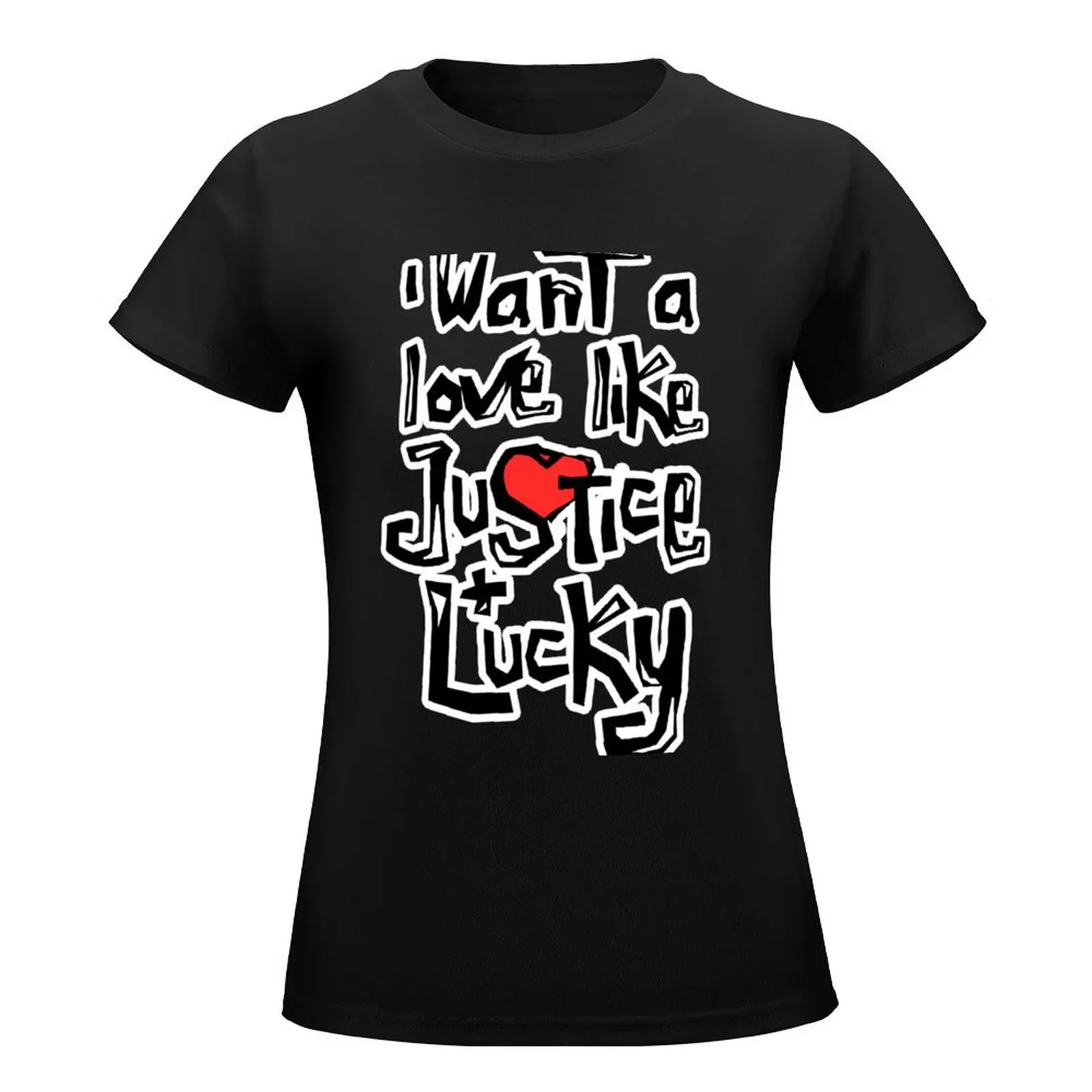 Justice + Lucky T-Shirt cute tops shirts graphic tees summer tops Aesthetic clothing white t-shirt dress for Women sexy