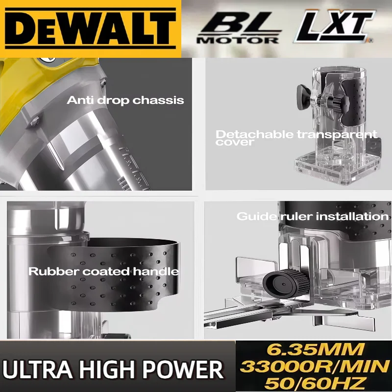 Dewalt 33000rpm aparador elétrico sem escova sem fio máquina de aparar madeira roteador fresagem gravura entalho máquina