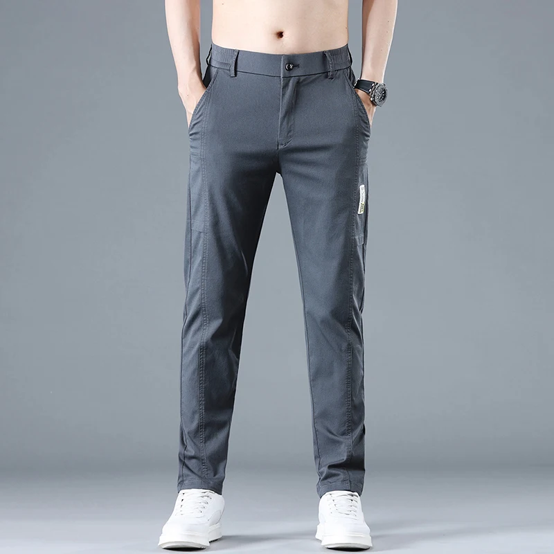 Men's Clothing Elastic Pants Spring Summer New Slim Straight Business Soft Trousers Classic Fashion Cozy Black Gray Camel Pant