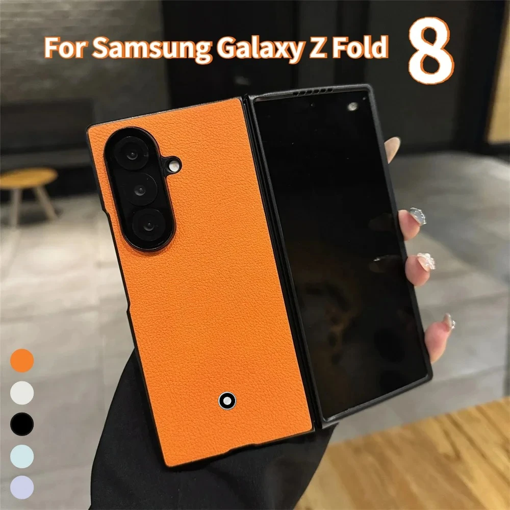 Luxury Business Sle Lichee Leather Case for Samsung Galaxy Z Fold 8 Ultra 7 6 5 Thin Bumper Anti-drop Camera Protection Cover