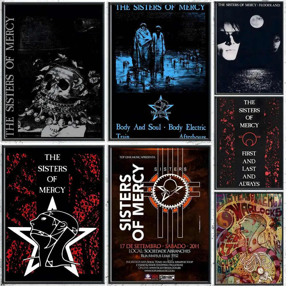 Gothic Band T-The Sisters of MercyS Poster HD Self-Adhesive No Residue After Removal Ideal for All Kinds of Wall Decor