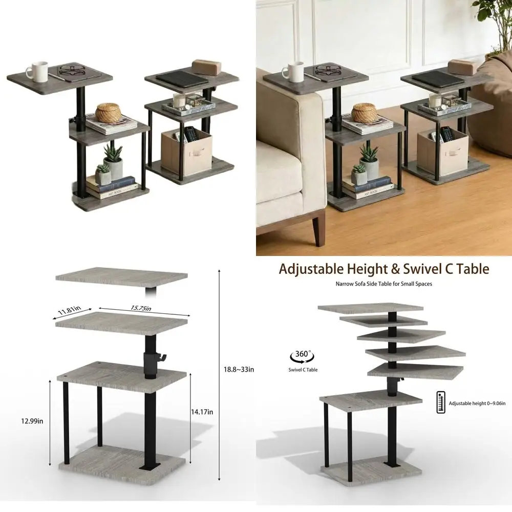 

Регулируемый приставной столик с местом для хранения для дивана, кресла-реклайнера, кровати и небольших помещений