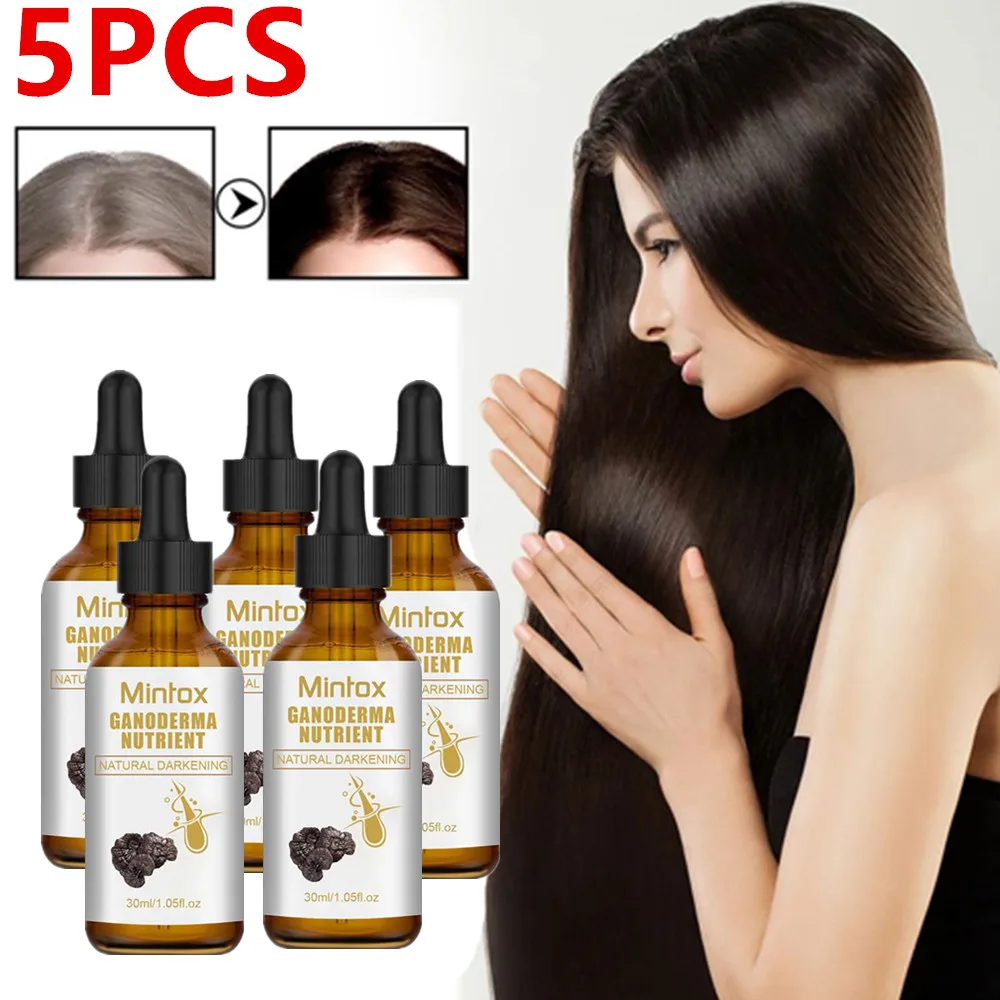 5PCS New Anti-greying Hair Serums Ganoderma Nutrient Hair Darkening Serums Anti Grey Hair Essence For Regrow Thicker Fuller