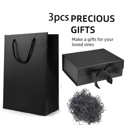 3pcs/Set Magnetic Gift Box with Lids Ribbons & Paper Bags & Lafite Grass For Birthdays Valentine's Day Gift Packaging Box
