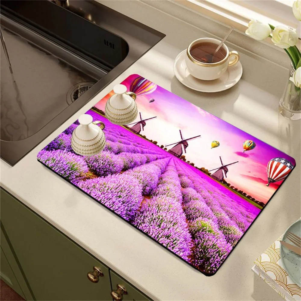 Coffee Machine Drain Orange Food Kitchen Countertop Absorbent Mat Dry Non Slip Bar Poached Eggs Table Washable Heat Mat