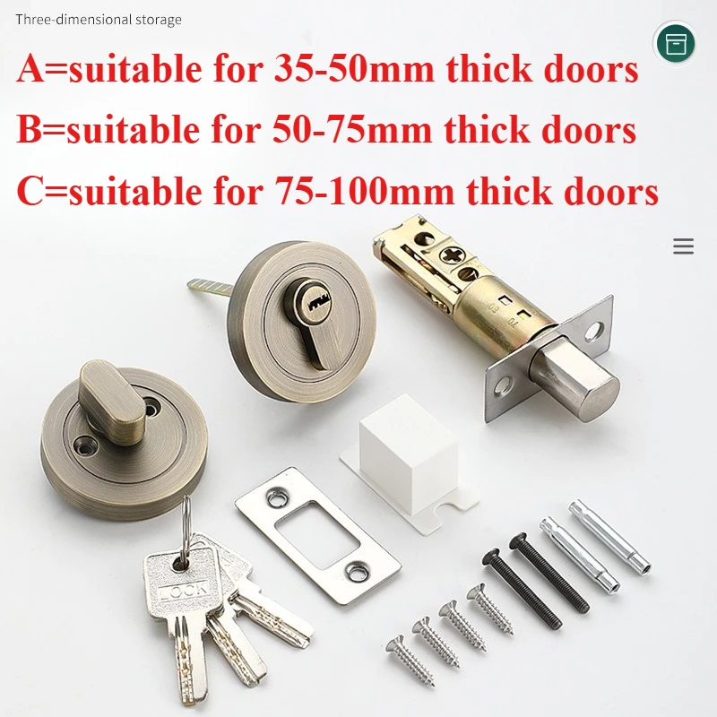 Copper Chrome Single Cylinder Deadbolt Door Lock Anti-Theft Security Hardware for Home Door Gate