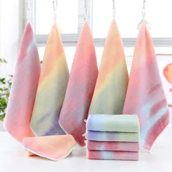 Creative Coral Velvet Towel Colorful Square Towel Rainbow Children's Hand Towels Cleaning Cloth Kitchen Towel Microfiber Cloths