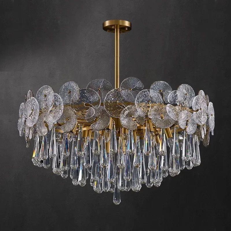 2024 Light Luxury Led Lotus Flower Crystal Modern Ceiling Chandelier For Living Room Bedroom Restaurant Hall Pendant Lamp Lustre