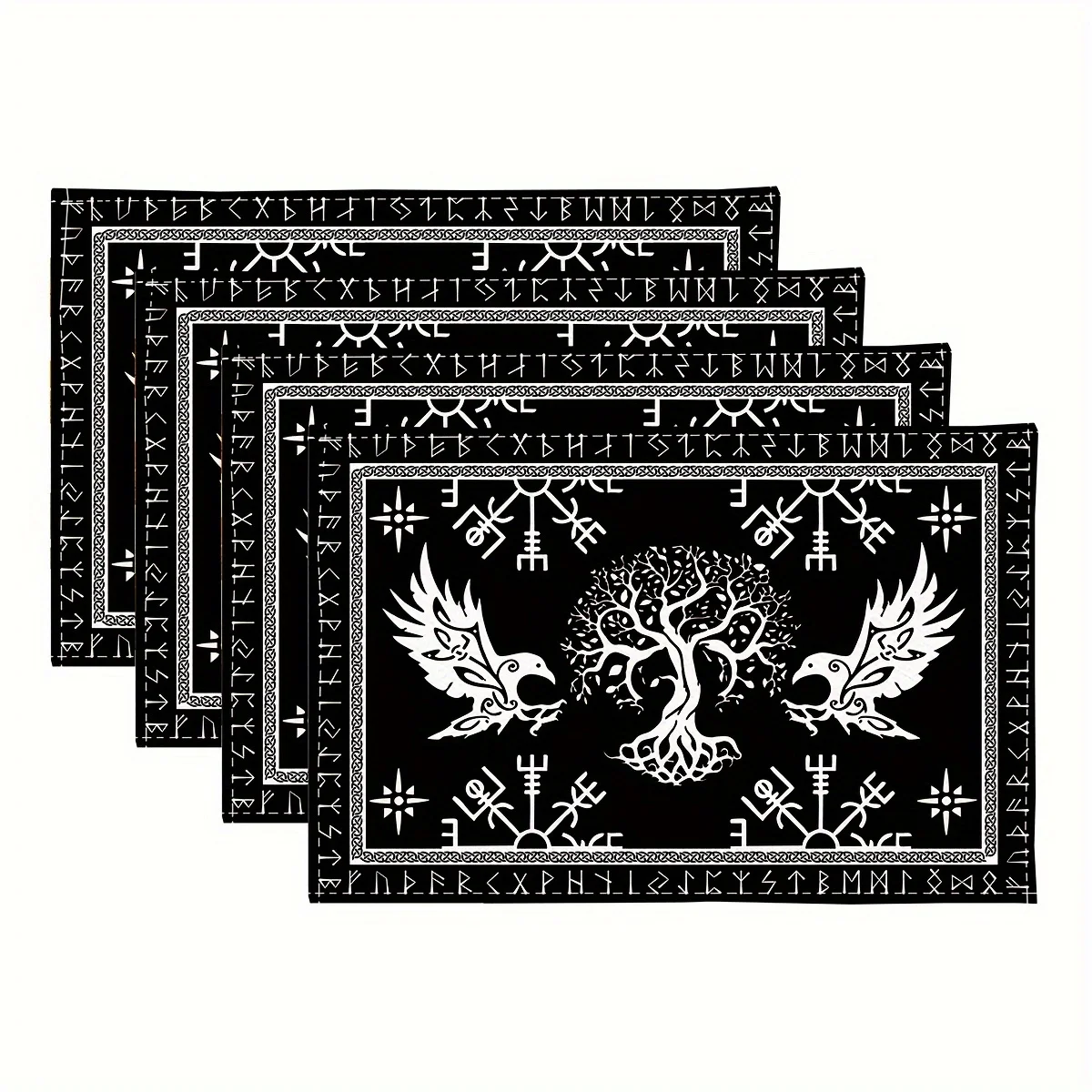 Viking Tree of Life Black Crow Heat Resistant Washable Table Placemats Kitchen Dining Decor 4 Piece Set