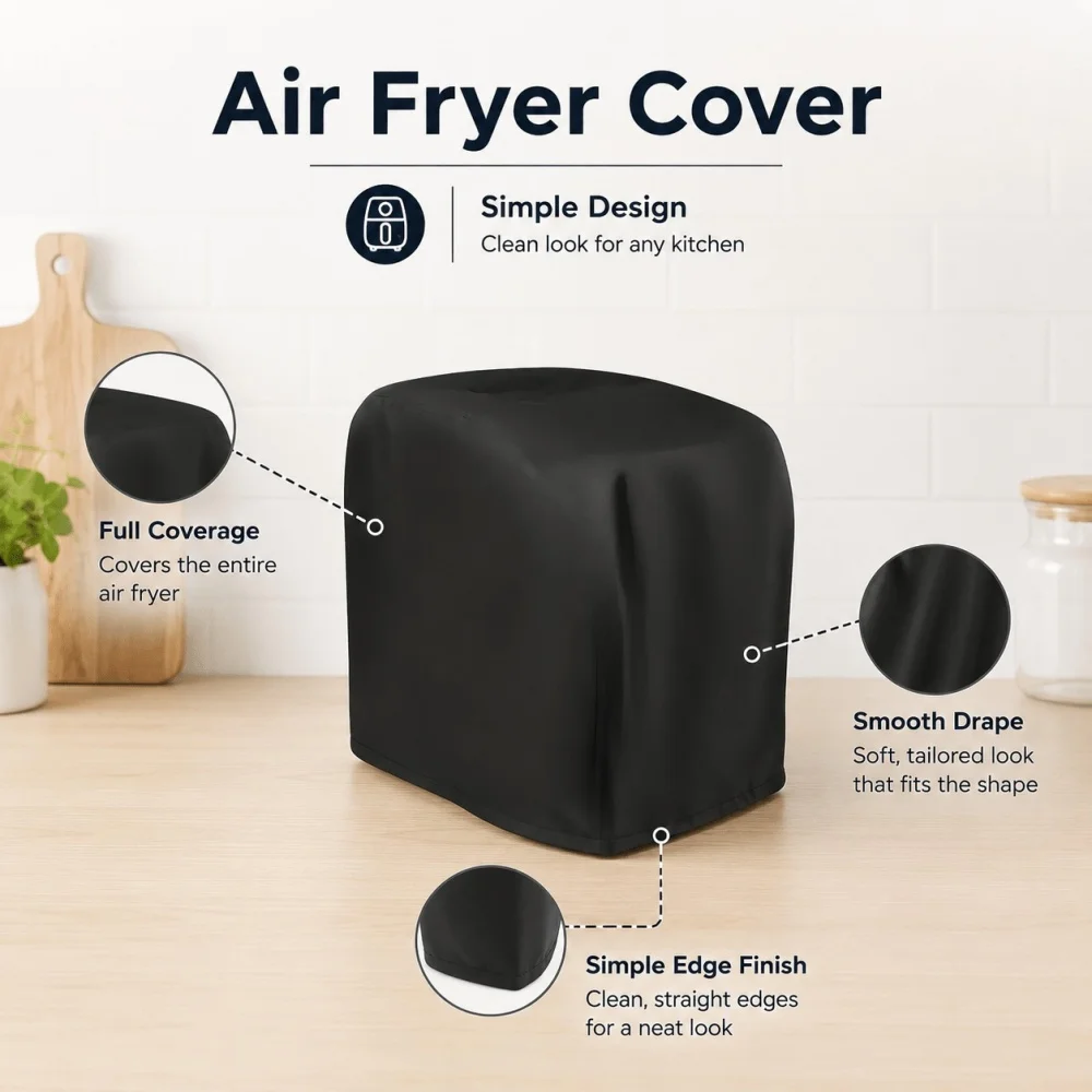 Air Fryer Cover Heavyweight 300D Oxford Fabric, Bottom with Drawstring Design, Foldable for Storage