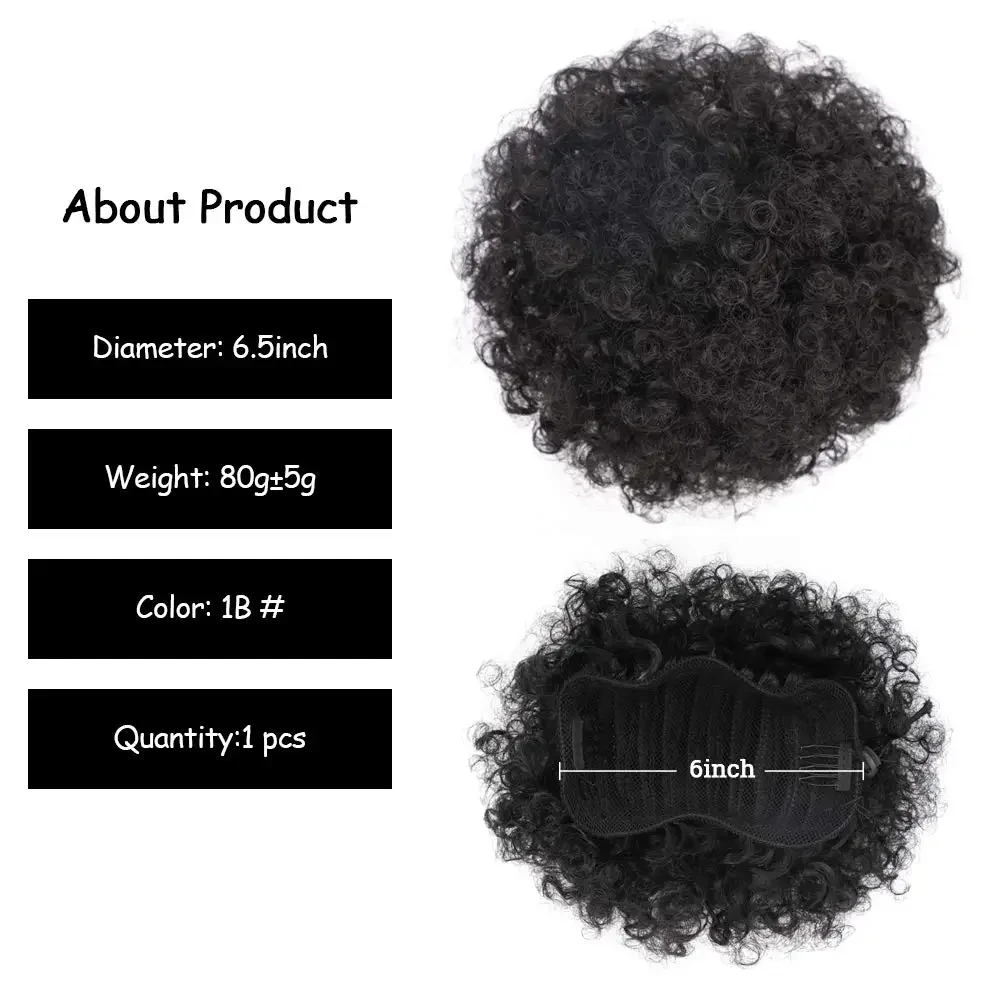 Afro Puff sznurkiem przedłużenie kucyka dla czarnych kobiet syntetyczny Afro Puff kucyk na klip na sznurek kucyk kok