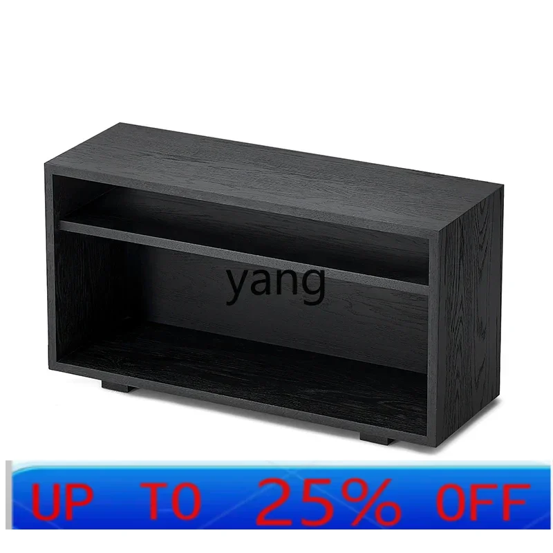 

LMM Black Walnut Wabi Wind Storage Cabinet Solid Wood Locker Living Room Sofa Side Cabinet