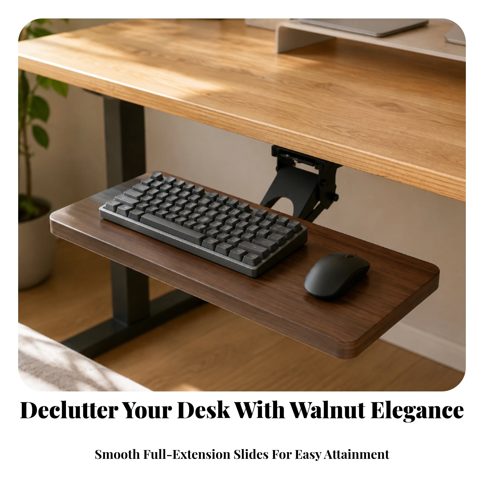 Keyboard Tray Sturdy Keyboard Tray with Mouse Platform Furniture Accessory Rounded Edge Comfortable for Office Workers