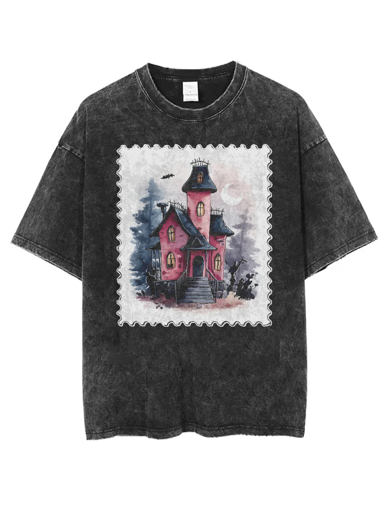 تي شيرت أسود مطبوع عليه الهالوين برقبة دائرية مغسول، ملابس شتوية مريحة وفضفاضة مناسبة للرجال والنساء، ملابس كاجوال الأكثر مبيعًا