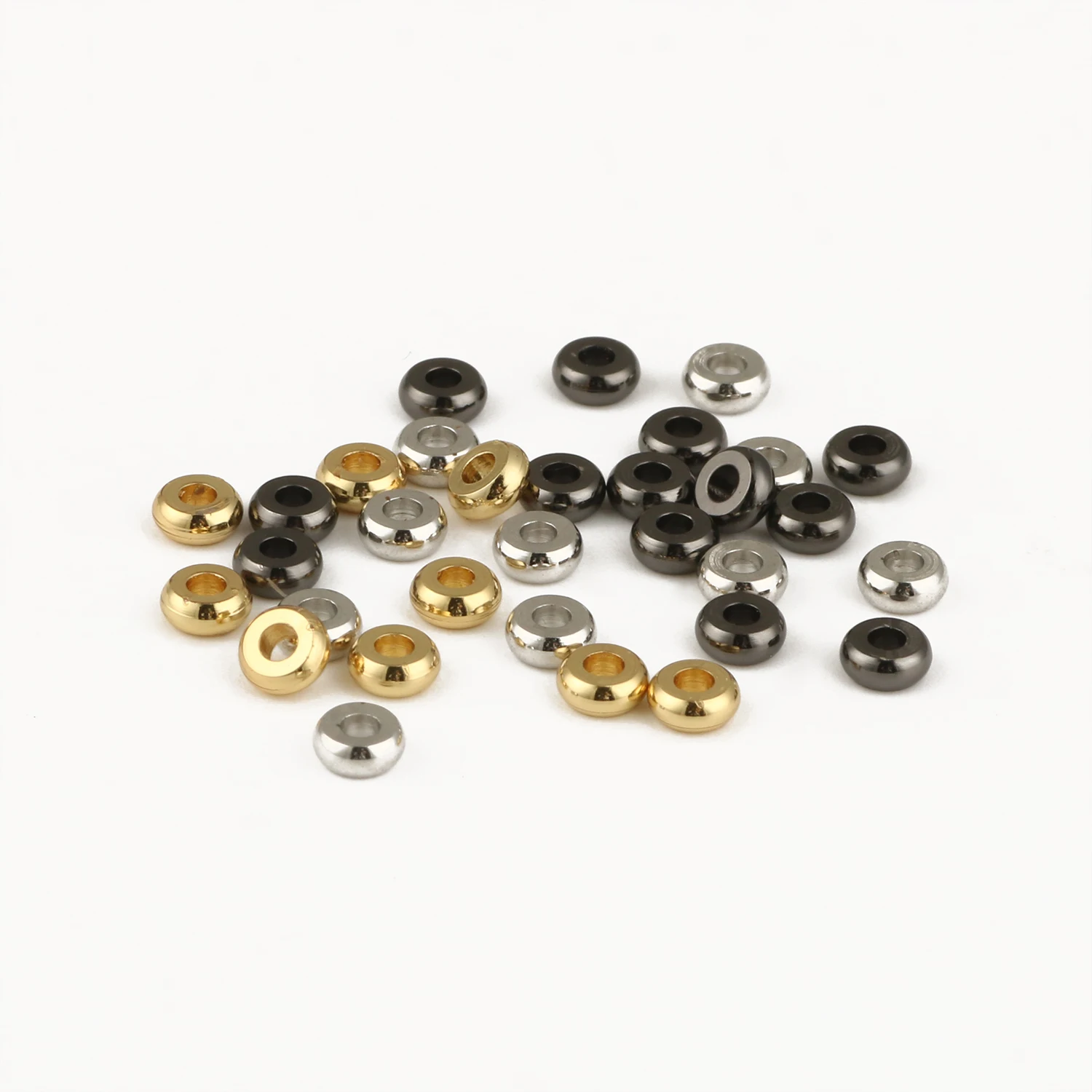 Stainless Steel Charm Spacer Beads Flat Round Loose Beads DIY Bracelet Wheel Bead For Jewelry Making Finding Accessories 4/6/8mm