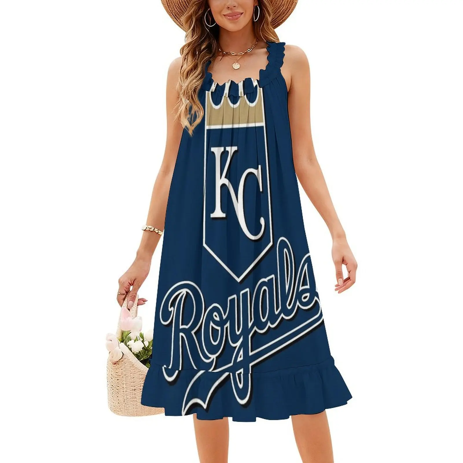 فستان Kc Royals مُزين بنقشة الزهور للنساء للربيع والصيف فستان كاجوال للحفلات Kc Royals اقتباسات مضحكة فيلم موسيقى نسائي #4