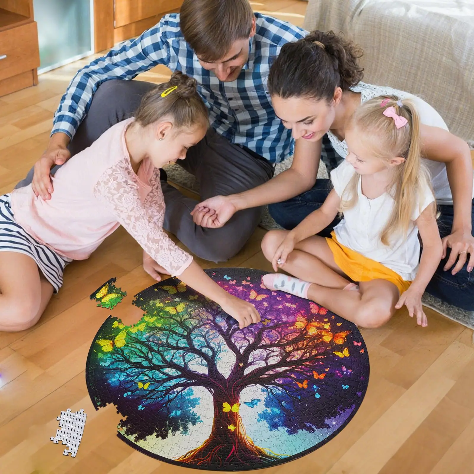 Puzzle circulaire arbre de vie 1000 pièces, puzzle de jeu difficile pour adultes, cadeaux de fête de meubles créatifs, cadeaux de vacances d'anniversaire