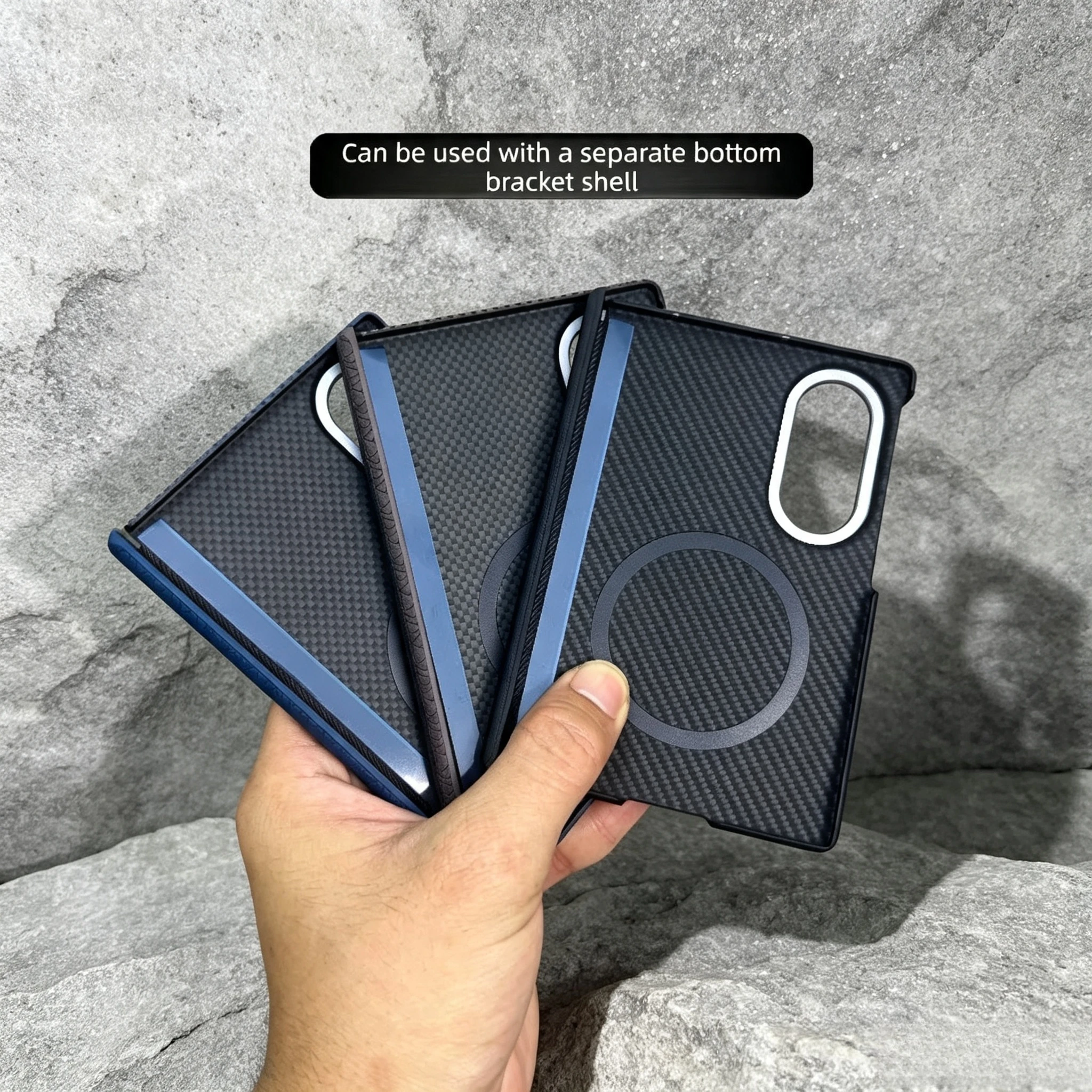 Premium Sle 600D Carbon Fiber Pattern PC Case for Samsung Galaxy Z Fold 8 for Magsafe Alloy Lens Shockproof Hinge Protect Cover - view 5