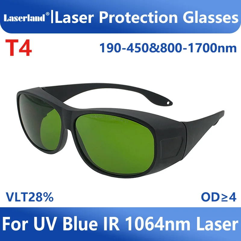 T4 190-450nm&800-1700nm OD4+ Blue+IR Laser Protection  Glasses Safety CE