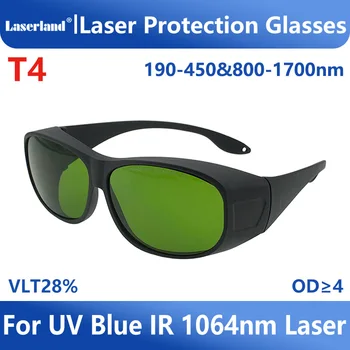 T4 190-450nm & 800-1700nm OD4 + Blauw + Ir Laser Bescherming Bril Veiligheid Ce