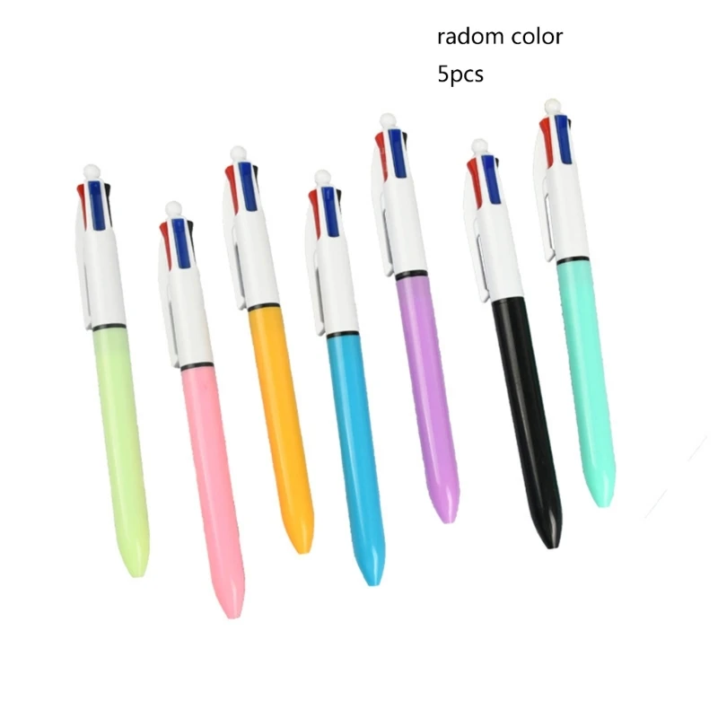5 Pieces Retractable Multicolored Ballpoint Pen 4-Colors-in-1 Ballpoint Pen for Kid Student Class Reward Christmas Gift