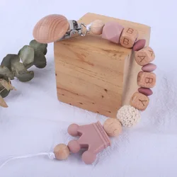 Clips de chupete de bebé personalizados con el nombre, mordedores de corona, soporte de pezón simulado, cadena de Clip, juguetes de dentición, accesorios para recién nacidos