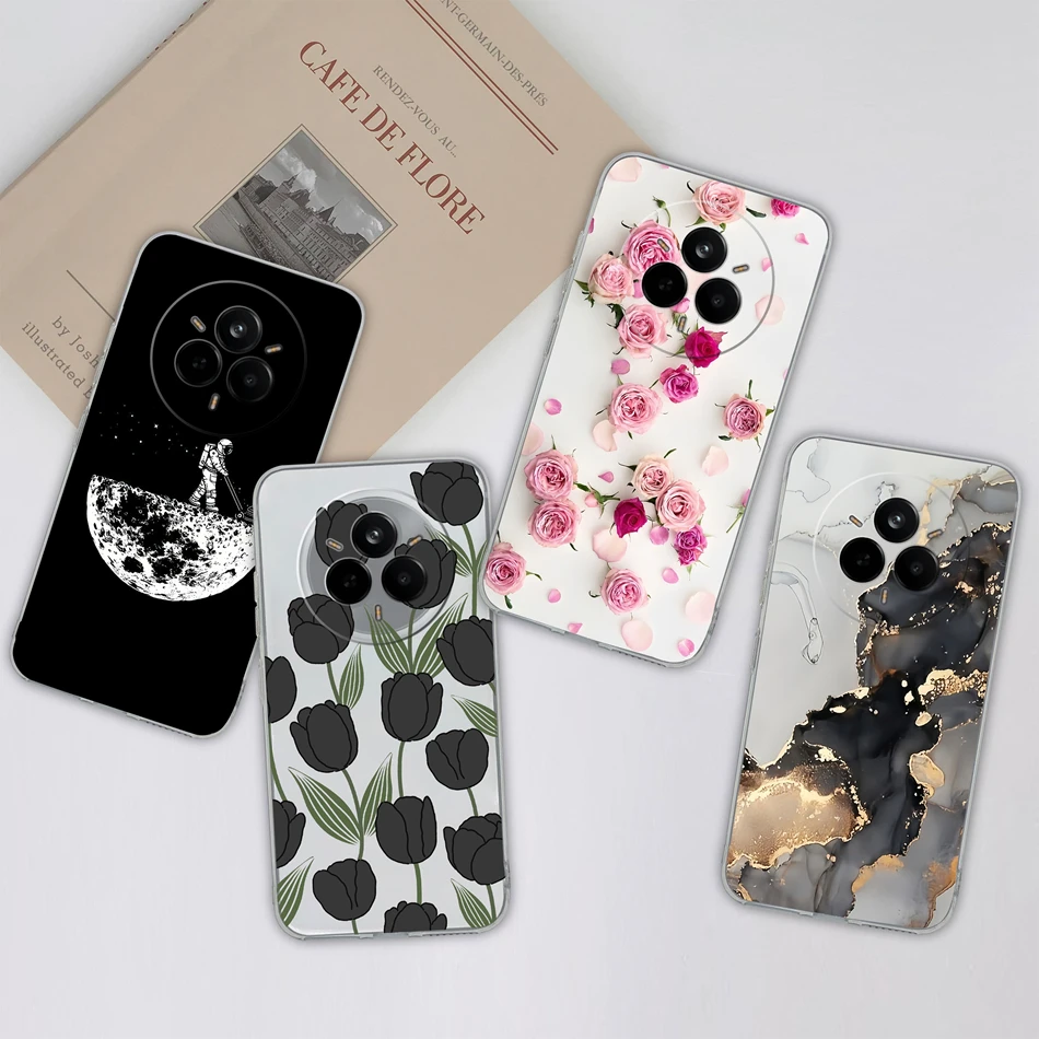 Per Realme 14 Pro Plus Custodia Gradiente Fiore Morbido Sottile Custodia Del Telefono Per Realme 14Pro + Fonda Trasparente Anti Goccia Coperture Indietro