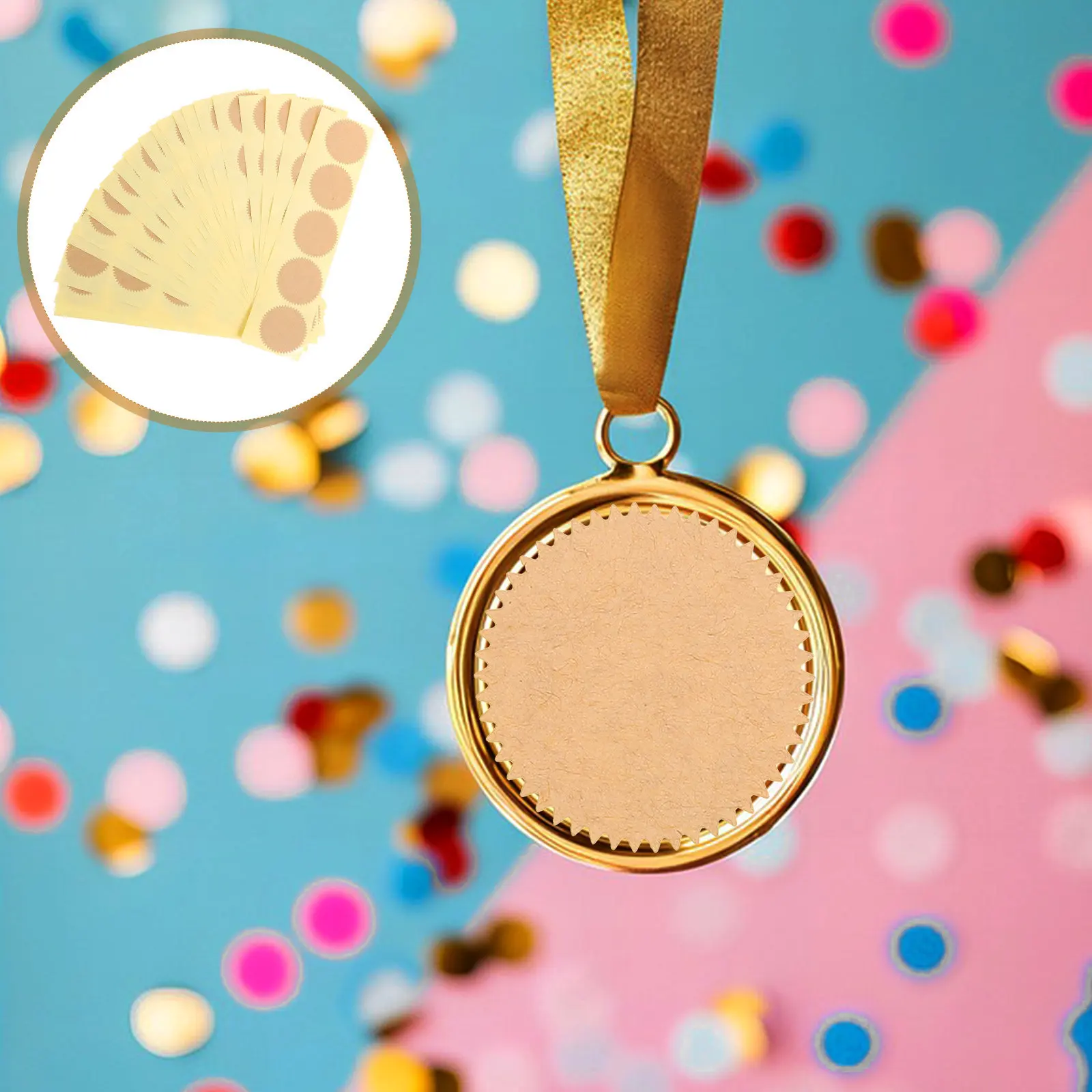 

100Pcs Adhesive Blank Medal Stickers for Graduation Diploma Certificates Awards Motivational Stickers