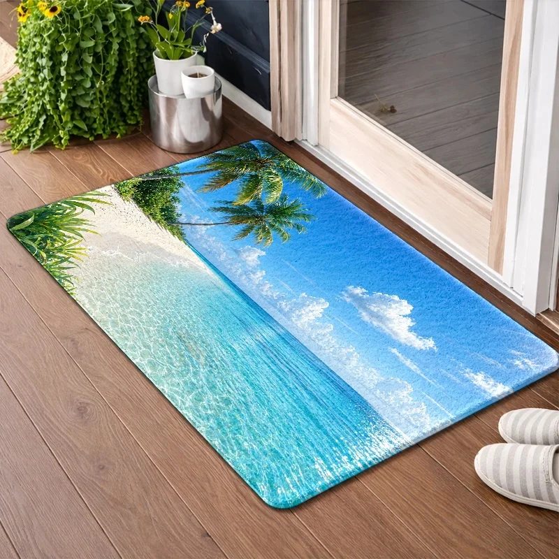 Vacation Vibes Doormat Island Paradise Pattern Decorative Mat for Living Room Hallway & Resort Style