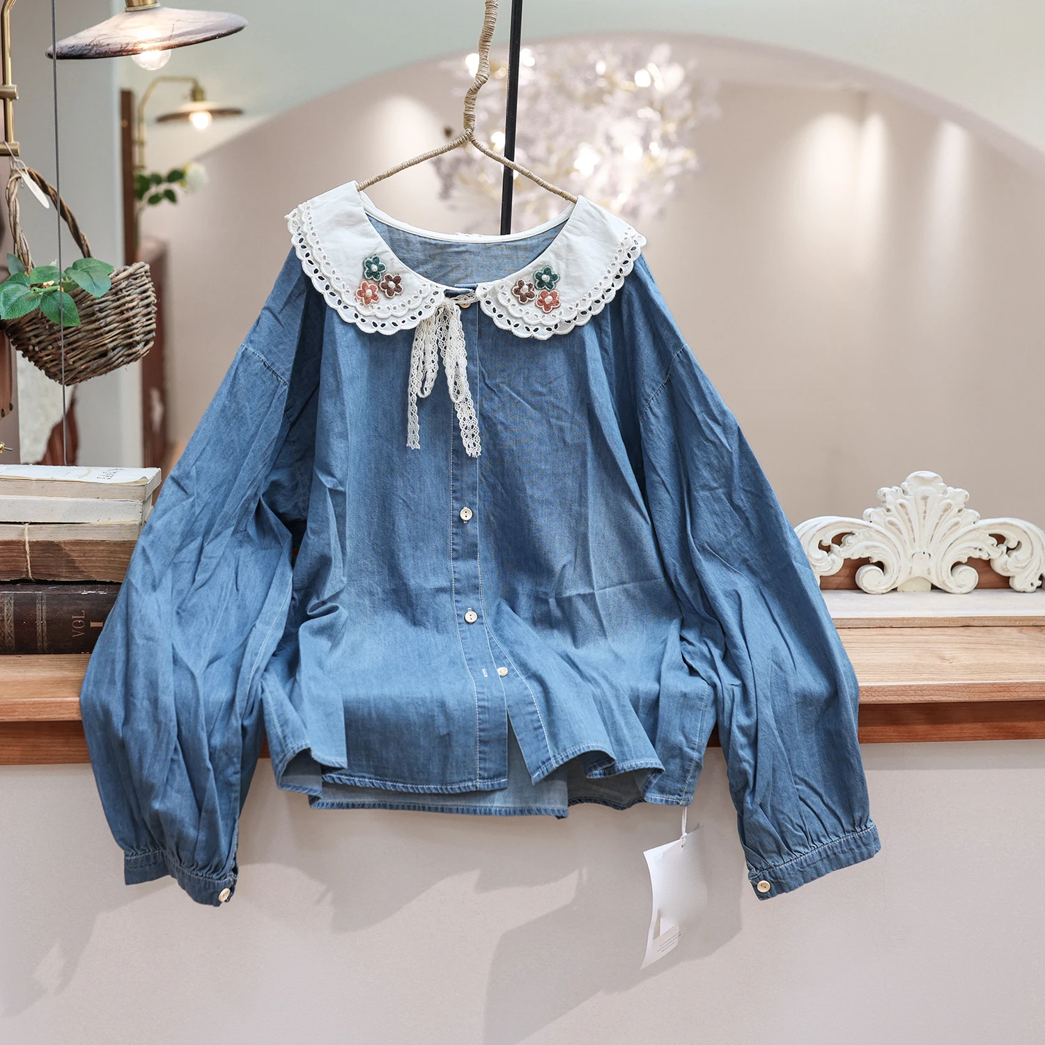 

Original Pure Cotton Doll Collar Long Sleeve Women's Shirt Spring Autumn New Design Casual Comfortable Breathable Anti-Uv