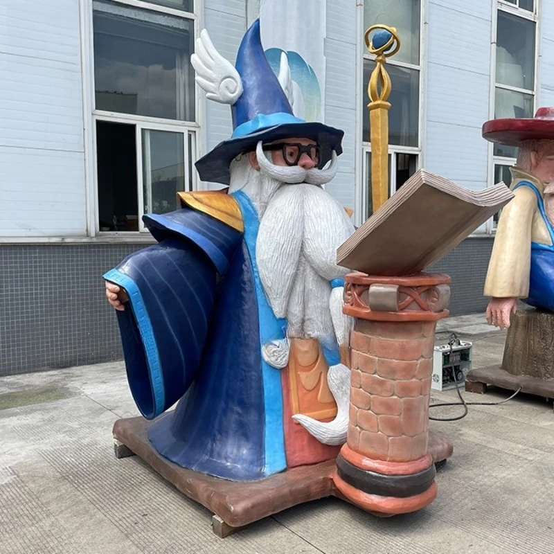 Old mage model animated statue high simulation 3D giant model
