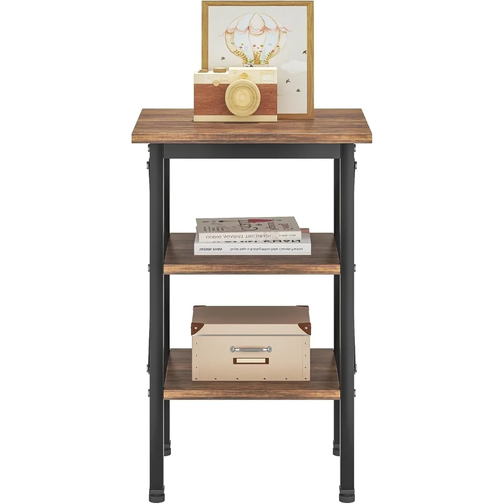 طقم طاولة نهاية VECELO مكون من 2، طاولة بجانب السرير، 24 طاولة جانبية لغرفة المعيشة طويلة، طاولات ليلية معززة بتصميم X، طاولة جانبية مع 3 ربطات