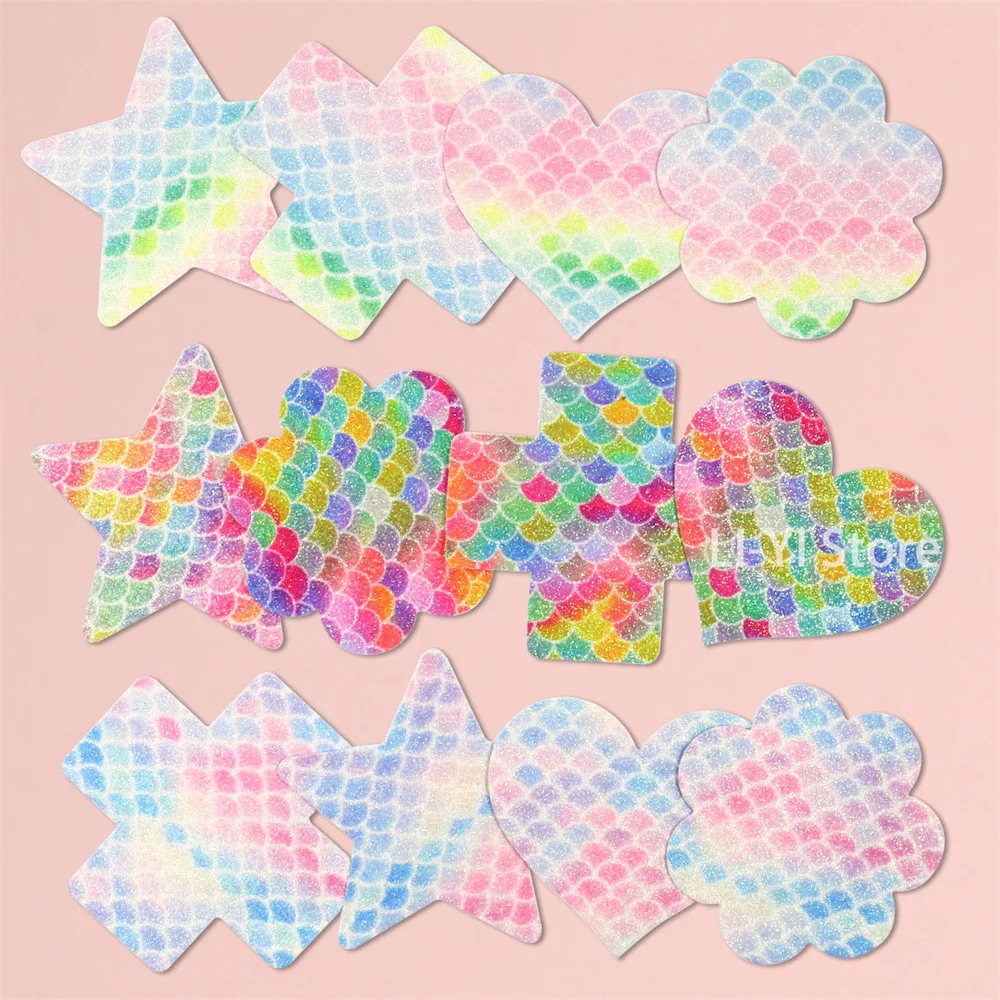 12 Styles 5 Pairs Sexy Glitter Nipple Cover Polka-dot Heart Cross Shape Pasties Disposable Invisible Bra Nipple Stickers