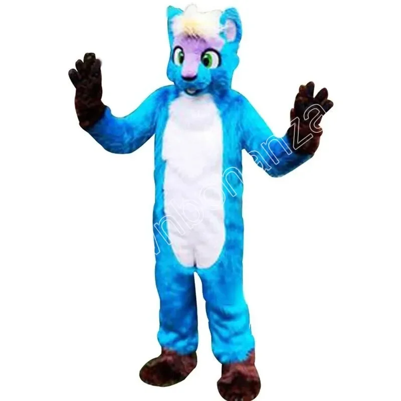 

Adults Blue Husky Fox Dog Mascot Costume Fur Suits Halloween Party Role Play Wolf Fursuit Halloween Christmas Fancy Party Dress