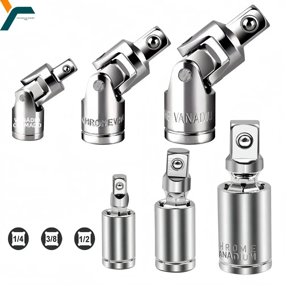 Conjunto de soquete de junta universal de 3/6 unidades 360 °   Barra de extensão de ângulo de catraca giratória 1/2 ''3/8'' 1/4 '' Adaptador de soquete Ferramenta de manga de chave