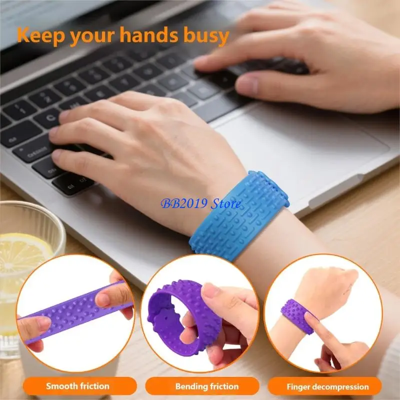 Q0KB 6 個のシリコーンテクスチャスナップオンブレスレット拍手リングおもちゃ大人子供ストレスリリーフ感覚おもちゃ触覚刺激