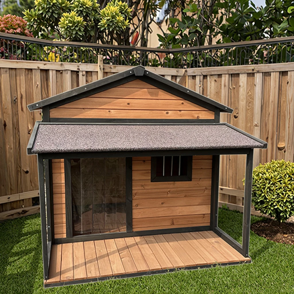 

Custom SDD026 Luxury Modern Outdoor Dog House With Print Pattern Solid Wood Cage For Small Animals Eco-Friendly All Seasons