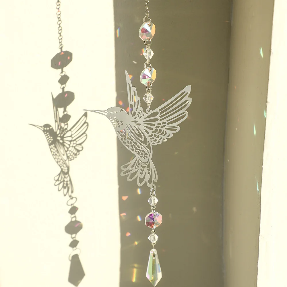 Hummingbird Animal Shaped Metal Sun Catcher Pendant Simple and Creative Home Homestay Bedroom Wall Atmosphere Decoration