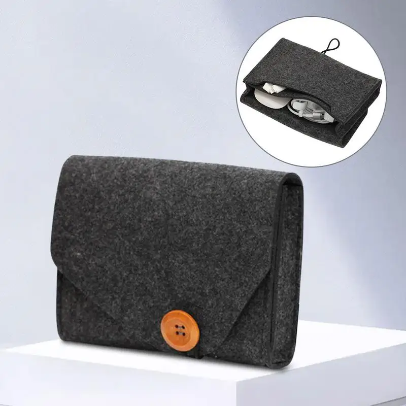 Small Felt Storage Case Portable Felt Handbag Electronics Accessories Protective Case Lightweight And Durable Multifunctional