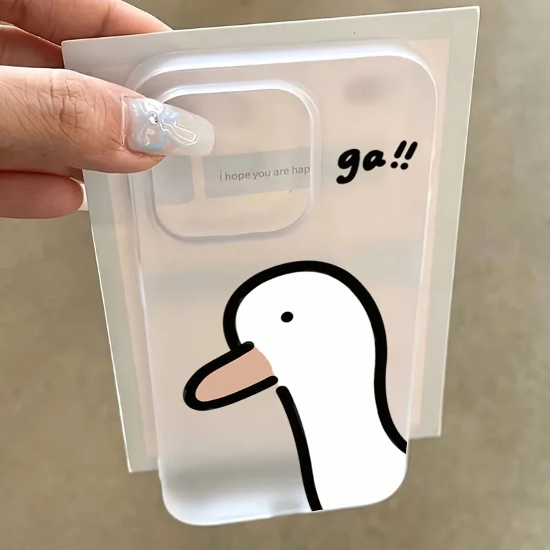 Casing HP Transparan Matte Bebek Lucu Super Imut untuk iPhone 17 16 15 14 13 12 11 Pro Air 16E X XR XSMax 7 8 Plus SE Mini