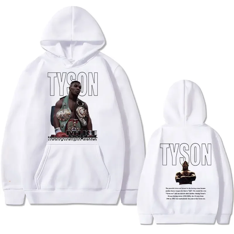 Boxing King Mike Tyson Double Sided Print Hoodie Men Women Casual Vintage Sweatshirt Oversize Male Hoodies Men\'s Cool Streetwear