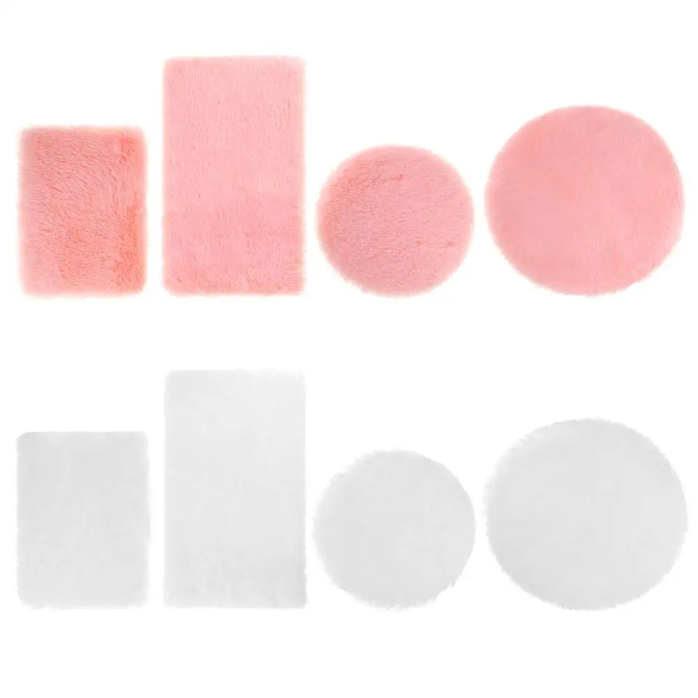 1/12 Scale Playing House Nordic Style Mini Floor Mat Doll Accessories Dollhouse Plush Carpet Miniature Hairy Rug Gift