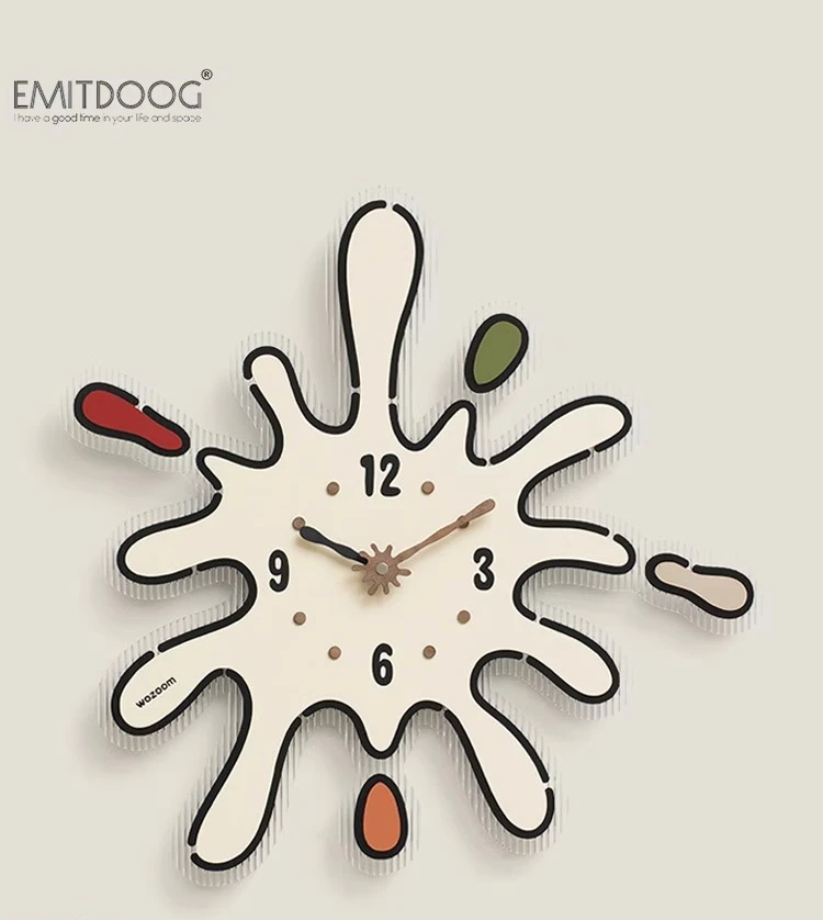 

No Punching Art Creative Wall Clock Living Room Home Clock Dining Room Decorative Wall Cream Wind Clock