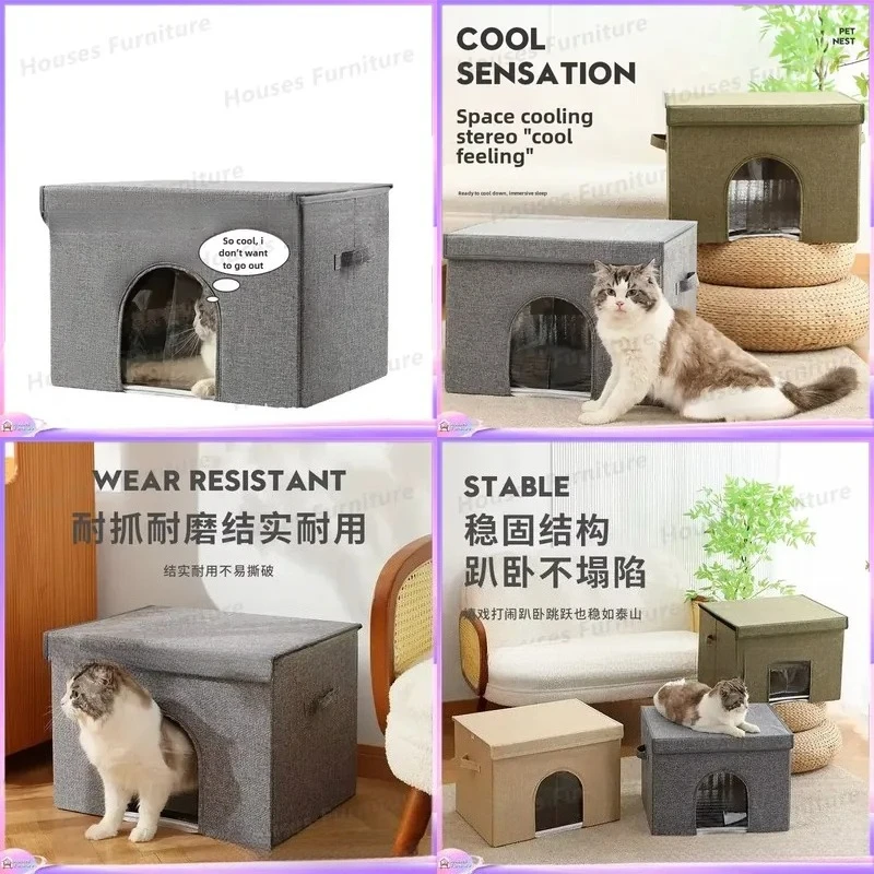 Summer Cat Cooling House Portable Air Conditioner Cat Bed Folding Pet Igloo Nest for Cats Small Pets Indoor Outdoor Use Cat