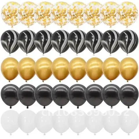 

40Pcs Marble Blue Agate Balloons Set With Metallic Confetti Balloon Wedding Baby Shower Graduation Birthday Party Decorations
