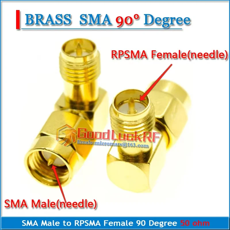 

RP-SMA RPSMA Male to RPSMA Female 90 Degree Right Angle type L SMA Male to SMA Female Gold Plated Copper RF Connector Adapter